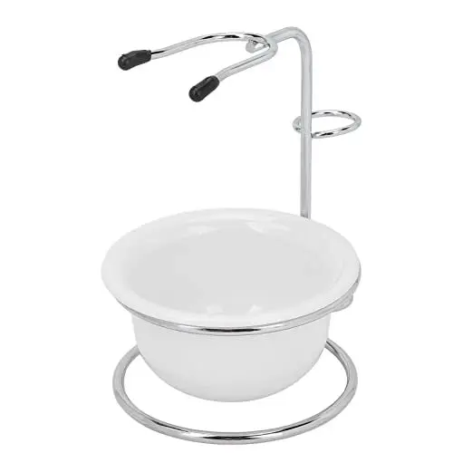 Produktbild: 2Pcs Männer Manuelles Rasierset Edelstahl Rasierseife Schüssel Bürstenhalter Ständer Set Zubehör Mini Kompakt für Zuhause Reise Salon