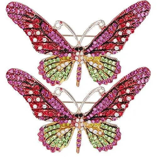 Produktbild: 2Pcs Schmetterling Brosche Pin Kleidung Kleidung Schmuck, Damen Broschen Pins für Abzeichen Kleidung Zubehör(rot)