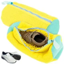Produktbild: 2Pcs Schuhe Waschbeutel Sneaker, Schuhe Für Waschmaschine, 39 * 19cm, Schuhwaschbeutel, Wiederverwendbarer Waschbeutel, Mit Reißverschluss Schuhe Wäschesack, Netzschuhe Wäschesack für Sneaker(Gelb)