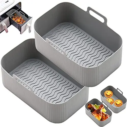 Produktbild: 2Pcs Silikonform Heißluftfritteuse-Airfryer Silikonform Heißluftfritteuse Zubehör für Ninja Foodi Max Dual Zone AF300EU 7.6L,Heißluftfritteuse Backform Silikon Zubehör Accessories für Ninja