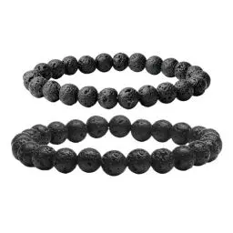 Produktbild: 2pcs Chakra Perlenarmbänder,Lavastein Armband Yoga armbänder aus Heilsteinen, Energiearmbänder für Männer und Frauen Ideal als Geschenk für Familie und Freunde (A:6mm+8mm)