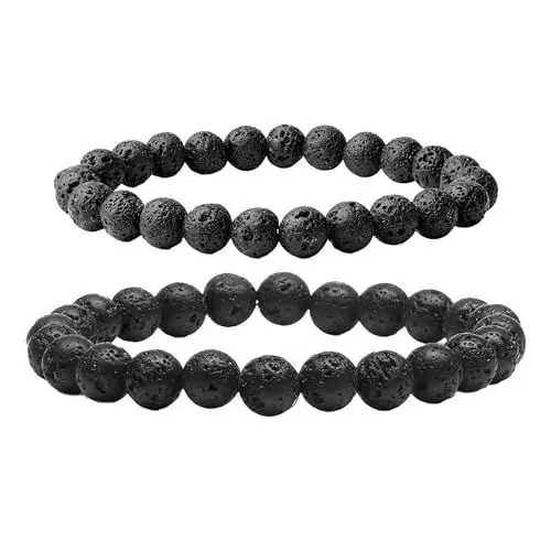 Produktbild: 2pcs Chakra Perlenarmbänder,Lavastein Armband Yoga armbänder aus Heilsteinen, Energiearmbänder für Männer und Frauen Ideal als Geschenk für Familie und Freunde (A:6mm+8mm)