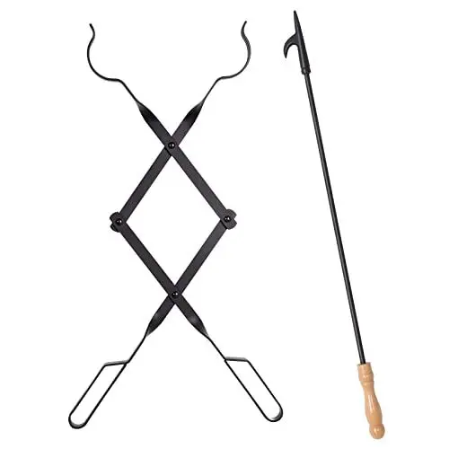 Produktbild: 2pcs FeuerHaken, Feuerzange, Kaminbesteck, Heim Kamin, Feuer machen das Werkzeug im Freien (2pcs Haken+Zange)