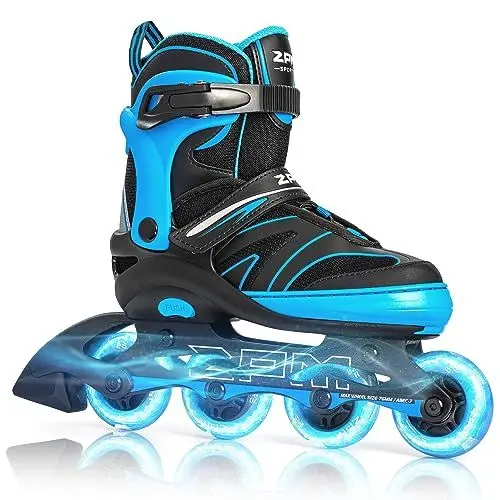Produktbild: 2PM SPORTS Größen Verstellbar Inliner für Kinder, Mädchen Jungen Inline Skates mit 82A PU Rollen für Damen/Herren Youngster Anfänger