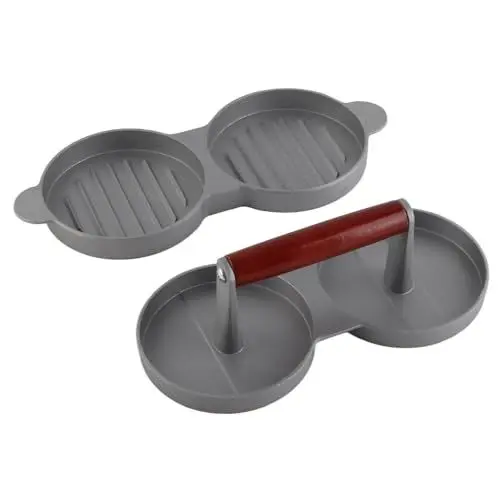 Produktbild: Gsycle Doppelte Burgerpresse, Patty-Maker, Aluminiumlegierung, antihaftbeschichtet, Burger-Hamburger-Smasher-Werkzeug, Burger-Maschine, Burger-Stuffer, Hamburger-Patty-Papier für BBQ,