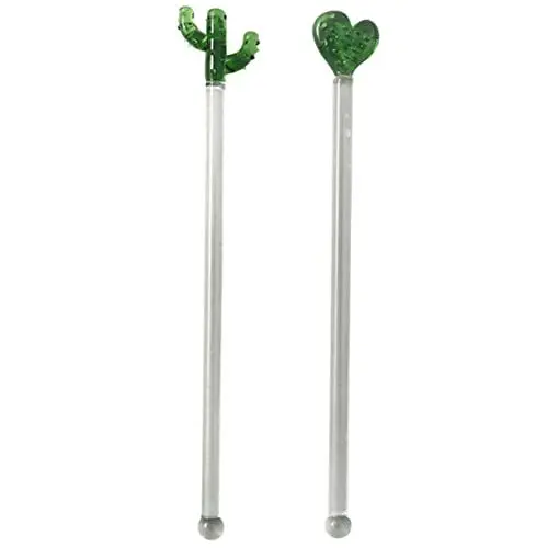 Produktbild: 2St Cactus Rührstäbchen glasstrohhalme glastrinkhalme Rührstäbe aus Glas Stabmixer für Getränke Fruchtcocktail Fruchtgetränke Make-up-Rührstäbe Wiederverwendbar