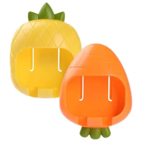 Produktbild: 2St Cartoon-Steckerhalter Zahnbürstenhalter Kinder zahnbürste elektrische Zahnbürstenköpfe Saugnapf Toothbrush kinderzahnbürsten Wandhalterung für Zahnbürsten Plastik Orange CRILSTYLEO