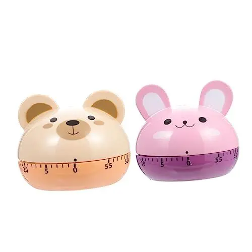Produktbild: PHENOFICE Kochtimer Für Zuhause – 2 Stück Mechanischer Kochtimer Für Die Küche Cartoon-Countdown-Timer 60-Minuten-Timer