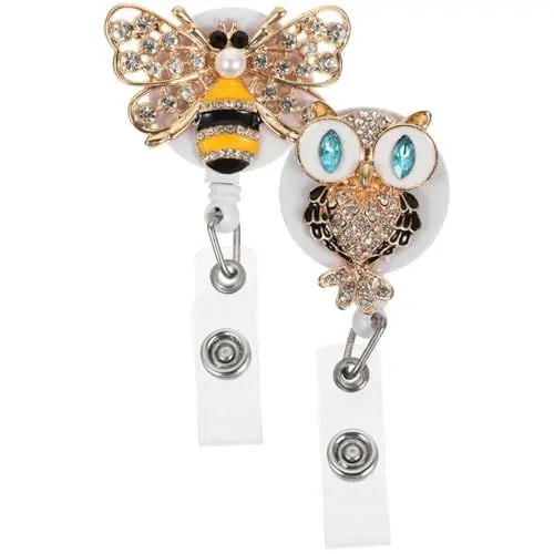 Produktbild: 2St ID-Schnalle büro accessoires büro zubehör schülerausweis key chains dekorativer Ausweishalter Taschen-Ausweishalter-Clip Ausweisinhaber einziehbare Abzeichenschnallen Metall HONMEET