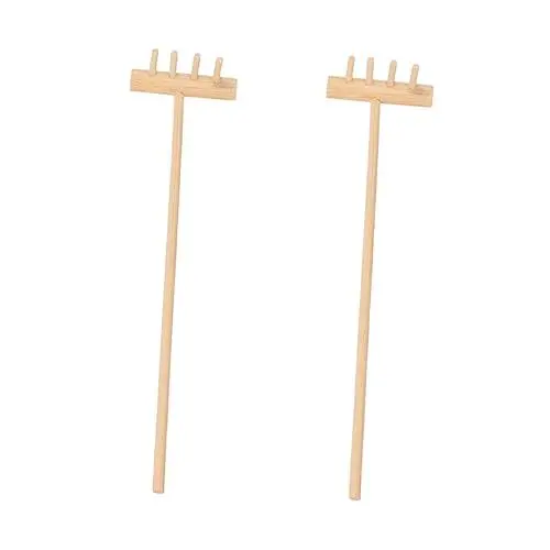 Produktbild: 2St Mini-Rechen Esszimmertischdekoration Mini-Gartenrechen Pflanzendekor Spielzeug Sandkasten-Zubehör Desktop-Zen-Gartenwerkzeug Schreibtisch Tee Set Anlage Ornamente Kind Bambus