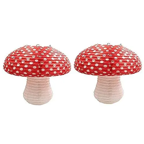 Produktbild: WATIIFUFU 2St Pilz-Papierlaterne Party-Pilz-Laterne Pilzpapier Papierlaternen für draußen partyknaller kinder wandverkleidung Ornament-Pilz-Laterne Kinderzimmer-Pilzlaterne Eisen