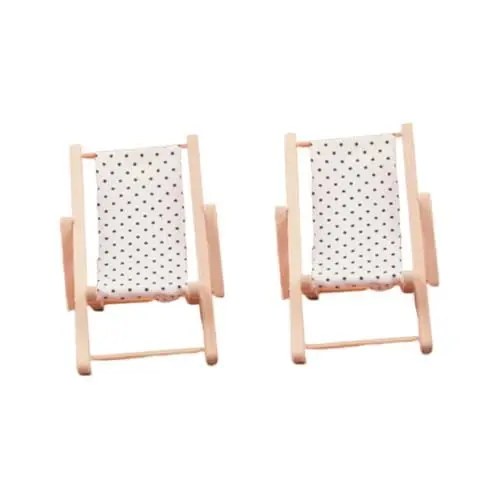 Produktbild: 2St Puppenhauszubehör kleine Möbel Esstischzubehör Strandliegen klappbarer Stuhl Ornament kleine Holzmöbel Mini-Holzstuhl Haushalt Dekorationen Statue Klappstuhl Strandstuhl Bambus
