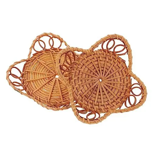 Produktbild: IMIKEYA 2stücke Rattan-Web-kerzenunterlage Für Schreibtisch Kreative Kerzenmatte Als Behälter Für Tischdekoration Langlebig Und Einfach Zu Reinigen