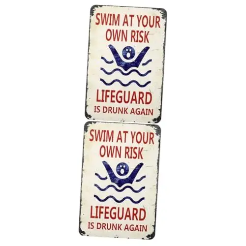Produktbild: 2St Schwimmbadschild metallschild Schwimmbadrand Outdoor-Schwimmbadzeichen Poolschild Wanddekoration Kein Tauchlaufzeichen Dekoration des Poolbereichs Pool-Wanddekoration Eisen Kisangel