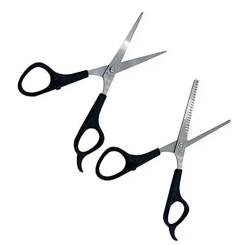 Produktbild: 2St Zahnschere Schere Haarschneidewerkzeug Pflegeschere schwarze flache Schere Friseurscheren Schneiderschere zwiebelschneider verbandsschere Friseurbedarf Haarschere Plastik Black ASAKKURA