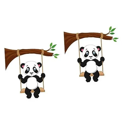 Produktbild: 2St entfernbare Tapete Tier Wandtattoo Peel Stick Wand haften Kindertapete 3D-Schälstab Hintergrund Aufkleber Wandtattoos abnehmbar Panda Wandschmuck Applikationen Baby schmücken
