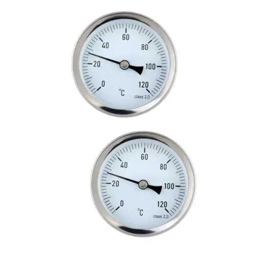 Produktbild: PartyKindom 2stücke Hochpräzises Wasserthermometer Aus Aluminium Horizontal Montierbar Temperaturbereich Und Abnehmbarer Messkopf Für Heizungsanlagen Und Öltanks