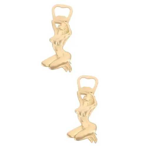 Produktbild: LIFKOME 2 Stücke Mädchen Flasche Opener Gelb Metall Bier Opener Schönheit