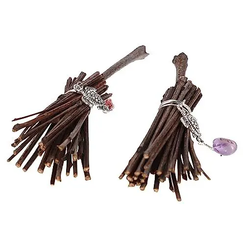 Produktbild: KOMBIUDA 2stücke Mini Hexenbesen Handgefertigte Deko Für Halloween Vintage Stil Praktische Für Kostümparty Bastelprojekte Und Dekorationen Kompakt Und Langlebig