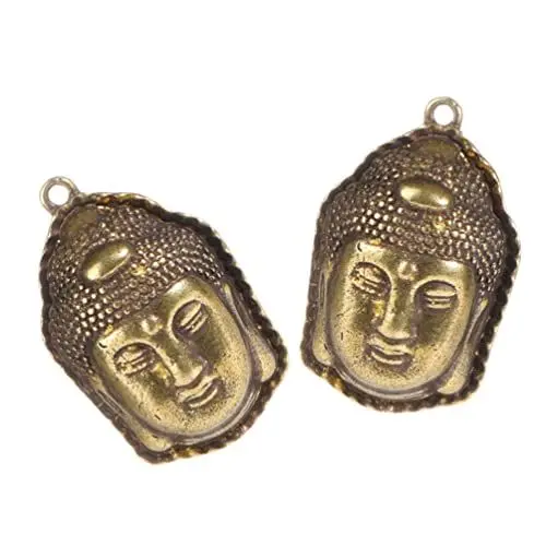 Produktbild: 2st Buddha-kopf-anhänger Buddha-anhänger Aus Messing Zum Selbermachen Schwarzer Buddha-anhänger Guan-anhänger Buddha-kopf-charm-anhänger Buddha-statuen Figur Schlüssel Kupfer Tibet