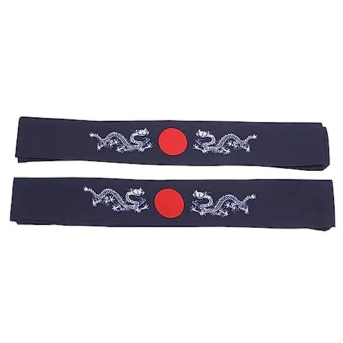 Produktbild: 2st Bushido-stirnband Sushi-stirnband Für Männer Hachimaki Haarband Stirnbänder Drachen-samurai-stirnband Koch Liefert Koch Haarband Stilvolle Baumwolle Fitness Japan Doppelseitig