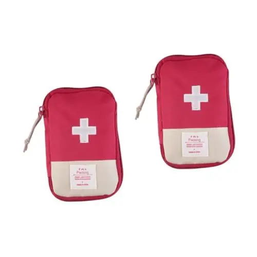 Produktbild: 2st Erste-hilfe-tasche Tragbar Liefern Auto Leere Tasche Pakete Beutel Medizin Notfall-reisetasche Mikro Mini Handtasche Aufbewahrungstasche Reise-organizer-taschen Rot minkissy