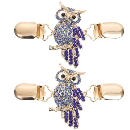 Produktbild: 2st Eulen-strickjacke-clip Mantelkettenclip Hijab Magnet Ärmelhalter Taschenverschluss Cardigan-verschluss Cinch-clips Kleid Clip Kragen Clip Frau Legierung Jahrgang Wäscheklammer