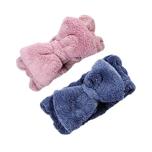 Produktbild: Housoutil Haarband-set Mit Korallenschleife Und Knoten 2-teilig Elastische Wickelhaarbänder Für Damen Zum Gesichtswaschen Make-up Training Spa