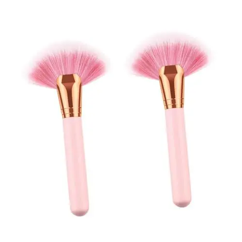 Produktbild: Beavorty 2-teiliges Make-up-pinselset Mit Holzgriff Fächerform Nylonborsten Kosmetikpinsel-werkzeugset Kein Ausfallen Für Den Täglichen Gebrauch