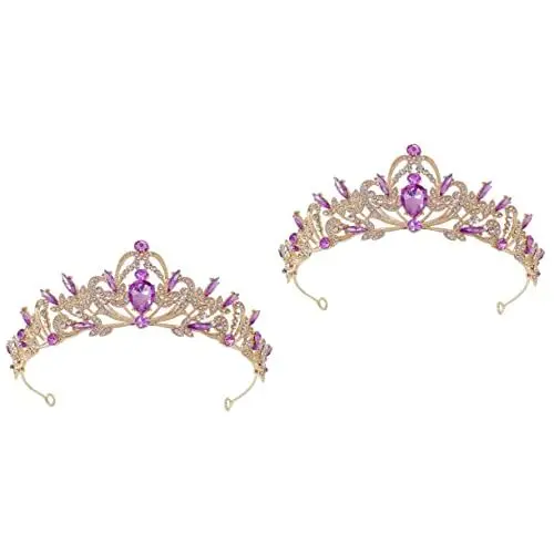 Produktbild: 2st Krone Haarschmuck Hochzeitstiara u Brauthochzeit Königlich Kopfschmuck Schmuck Brautschmuck Strasssteine Hochzeitsdiademe Für Die Braut Fräulein Kopfhörer Zinklegierung Anmut