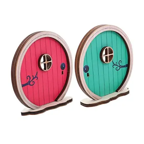 Produktbild: Yardenfun Miniatur-feentür 2er-Pack Miniatur-tür-Ornamente Outdoor-Ornamente Holz Mini-basteltür-