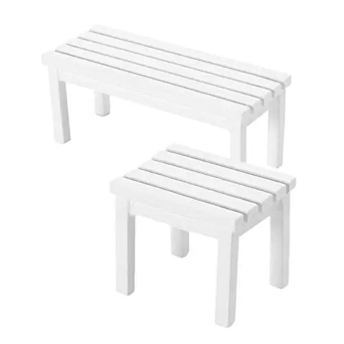 Produktbild: 2st Parkhocker Puppenhaus Küchenmöbel Puppenhaus-parkbank Mini-holzstühle Kleines Möbelmodell Stuhl Aus Mikroholz Zubehör Für Puppenhäuser Im Maßstab 1:12 Schiene Weiß Anhänger Fee