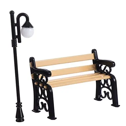Produktbild: 2st Puppenhaus Spielzeug Puppen Garten Zubehör Puppenzubehör Garten Miniatur Garten Set Miniatur Gartenhaus Möbelset Puppenstube Gartenmöbel Kind Harz Strassenlicht Draussen