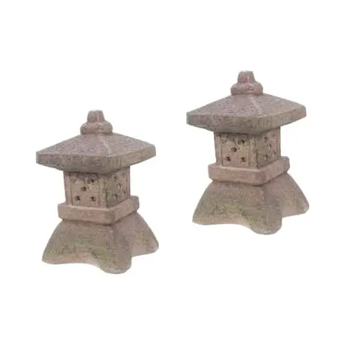 Produktbild: HEMOTON 2St Steinturm-Solarleuchte für den einzug solar gartenbeleuchtung gartensolarleuchten Gartenstatue steinerner Turm schmücken Zen Garten Landschaftslichter Laterne Harz