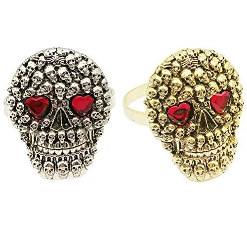 Produktbild: 2st Totenkopf Serviettenringe Restaurant Dekorativ Halloween-serviettenringe Dekorative Serviettenschnalle Esstisch Metallbeschichtungsprozess Hochzeit Bankett Dekorative Schnalle