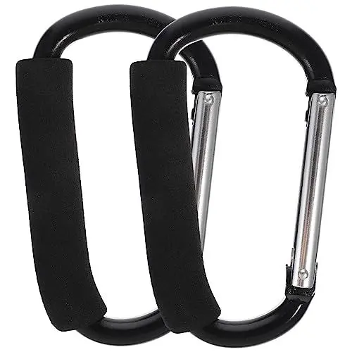 Produktbild: 2st Wagenhaken Kinderwagen-clip Schwerlastkupplung Einkaufswagen-aufhänger Tragbare Haken Für Kinderwagen Kinderwagenzubehör Hochleistungs-kleiderbügel Black Aluminiumlegierung Vaguelly