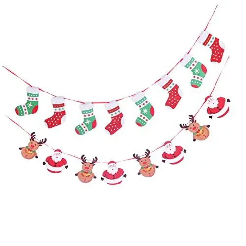 Produktbild: Amosfun 2st Weihnachtsfahne Weihnachtsgirlanden Partys Weihnachtsgirlande Hängen Weihnachtswandbanner Weihnachtsbaum-banner Partydekorationen Weihnachtliche Verandadekoration Papier
