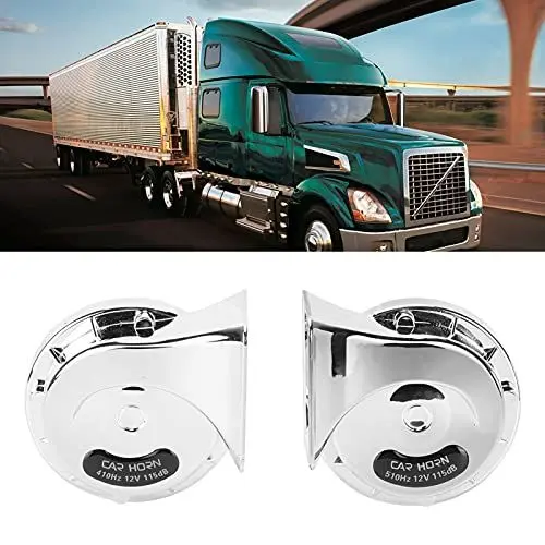 Produktbild: 2Stück Hupe Autohupe Laut 115dB Horn Signalhorn Universal Lautes Horn Silber Hupe Autohupe Auto-Lufthupen-Kit Autohupe LKW Hupe 12V 510Hz Hupen-Kit für Alle 12V Trucks RV Motorcycles UTV ATV