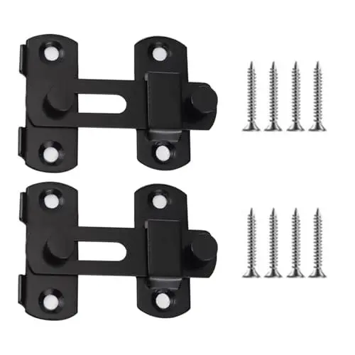 Produktbild: 2Stück Schiebeschloss Türriegel,Klein Schiebetür Schloss,Riegelschloss Flip Slide Latch mit Fester Schraube Schieberiegel Schwarz Türschloss Bolzenriegel für Tür Fenster Schrank