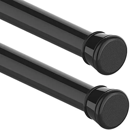 Produktbild: 2Stücks Gardinenstange Ohne Bohren Duschstange Ausziehbare Kleiderstange für Diy-Projekte, Badezimmer, Kleiderschrank 90-160Cm(2Stücks) Schwarz(Durchmesser 25mm)