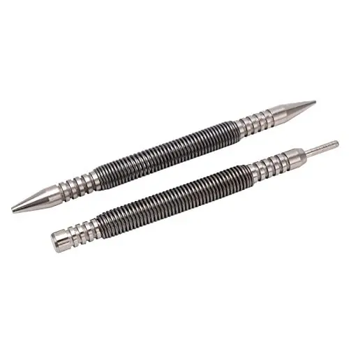 Produktbild: 2-teiliges Scharnierstiftstanzer-Set aus Kohlenstoffstahl, Federbelasteter Doppelkopf-Nagelsetzer, 3500 PSI Schlagkraft, Tragbar und Kompakt, Zum Fertigstellen von