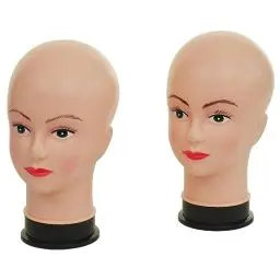 Produktbild: 2X Mannequin-Kopf HWC-G81, Perückenpuppe weiblich Frau Schaufensterfigur Puppe Schaufensterpuppe, 30cm
