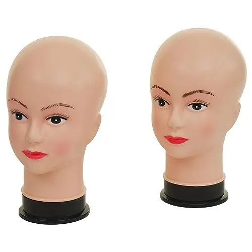 Produktbild: 2X Mannequin-Kopf HWC-G81, Perückenpuppe weiblich Frau Schaufensterfigur Puppe Schaufensterpuppe, 30cm