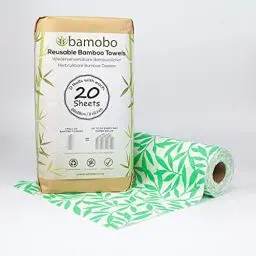 Produktbild: (2x) 100% Bambus KÜCHENROLLE Waschbar | Ersetzt bis zu 50 Haushaltrollen Wiederverwendbar | Waschbare Küchentücher | Papiertücher | Bambusrolle Nachhaltig | Umweltfreundliche Allzwecktücher (Grün)