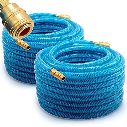 Produktbild: 2x DEUBA® Druckluftschlauch 20m PVC Schnellkupplung 15 bar 1/4' Anschluss Ø Innen 6mm Außen 13mm Gewebeschlauch Kompressor