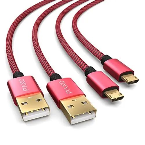 Produktbild: 2x PS4 Controller Ladekabel, 4m Kabel für Playstation 4, Sony PS4, PS4 Slim, Microsoft Xbox One Controllers, Micro USB Ladekabel, rot-schwarz