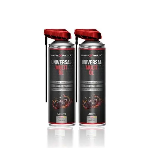 Produktbild: 2x WerkXheld Multi-Spray Multiöl 500ml – Multifunktionsöl, Kriechöl & Rostlöser mit Korrosionsschutz. Hochwertiges Schmiermittel