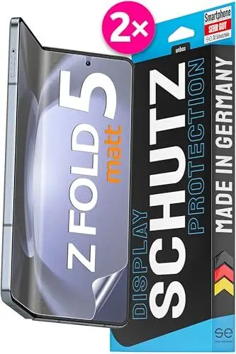 Produktbild: 2x se® 3D SCHUTZFOLIE Entspiegelt für Samsung Galaxy Z Fold 5 - Innen-Display,Anti-Staub, 100% Fingerabdruck & FaceID kompatibel, einfache blasenfreie Installation, Stoß-Kratzfest, aus Deutschland