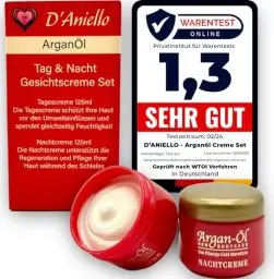 Produktbild: D'Aniello 2x125ml ArganÖl Tagescreme & Nachtcreme - Gesichtscreme Damen - Gesichtscreme Männer - Antifalten creme- Gesichtspflege Set - Gesichtscreme - Feuchtigkeitscreme Gesicht - Moisturizer Face