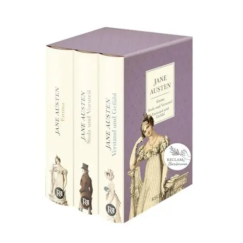 Produktbild: 3 Bücher von Jane Austen im Schuber – Emma, Stolz und Vorurteil, Verstand und Gefühl – Reclam: Reclams Klassikerinnen